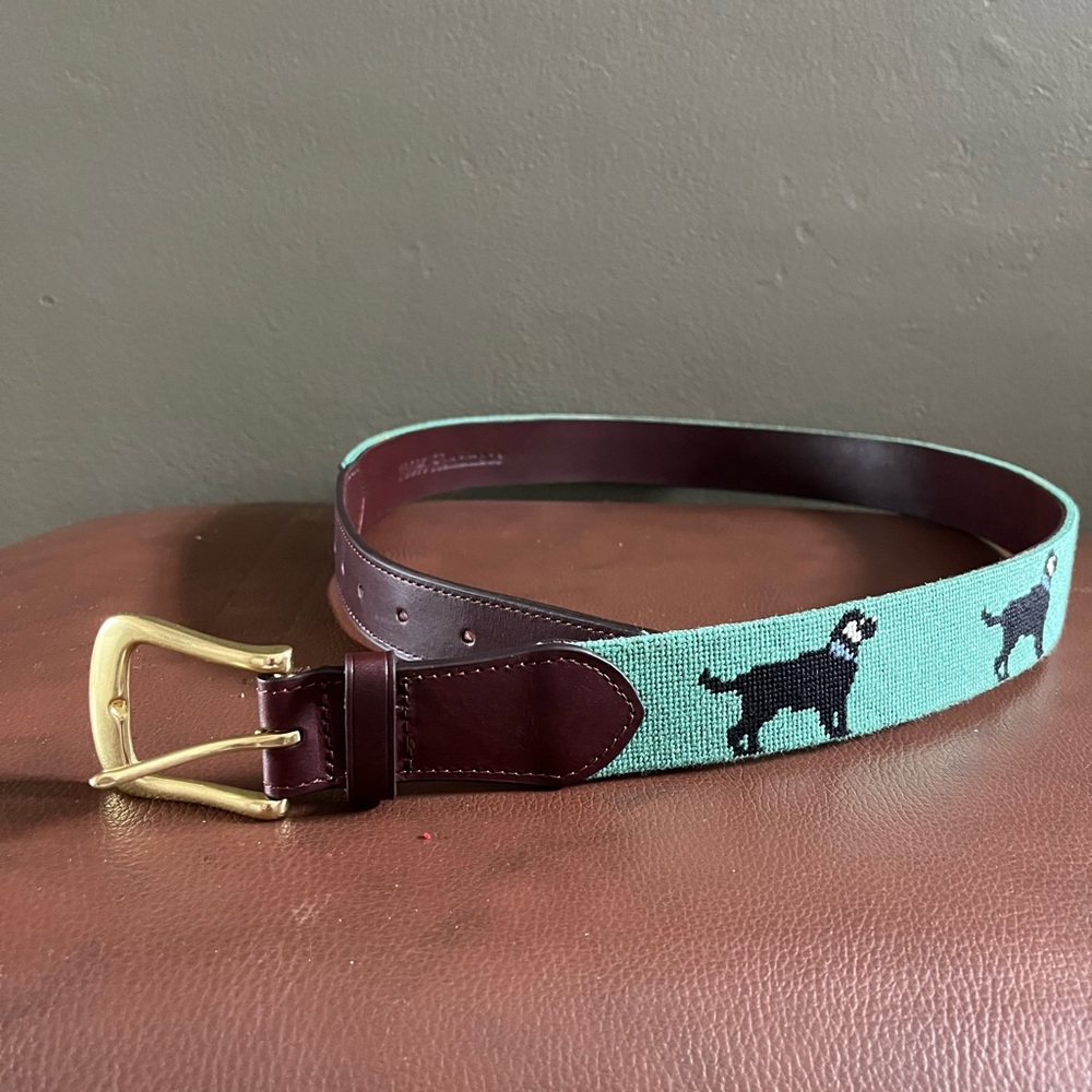Elegant Dog Pattern Belt - Teal and Maroon